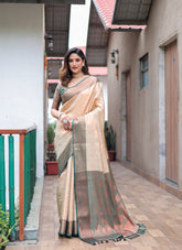 Beige Colour Wedding Wear Saree